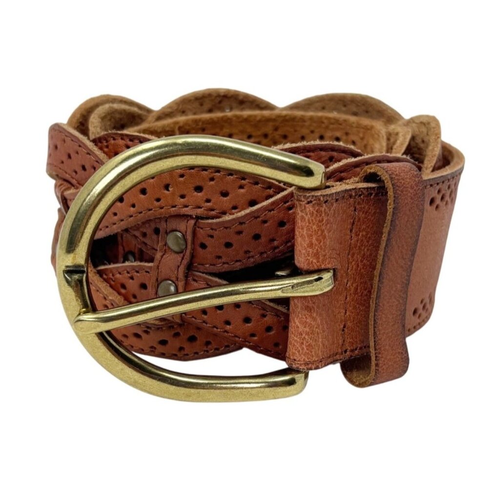 Wide Loose Braid Leather Belt Size 38" NEW!